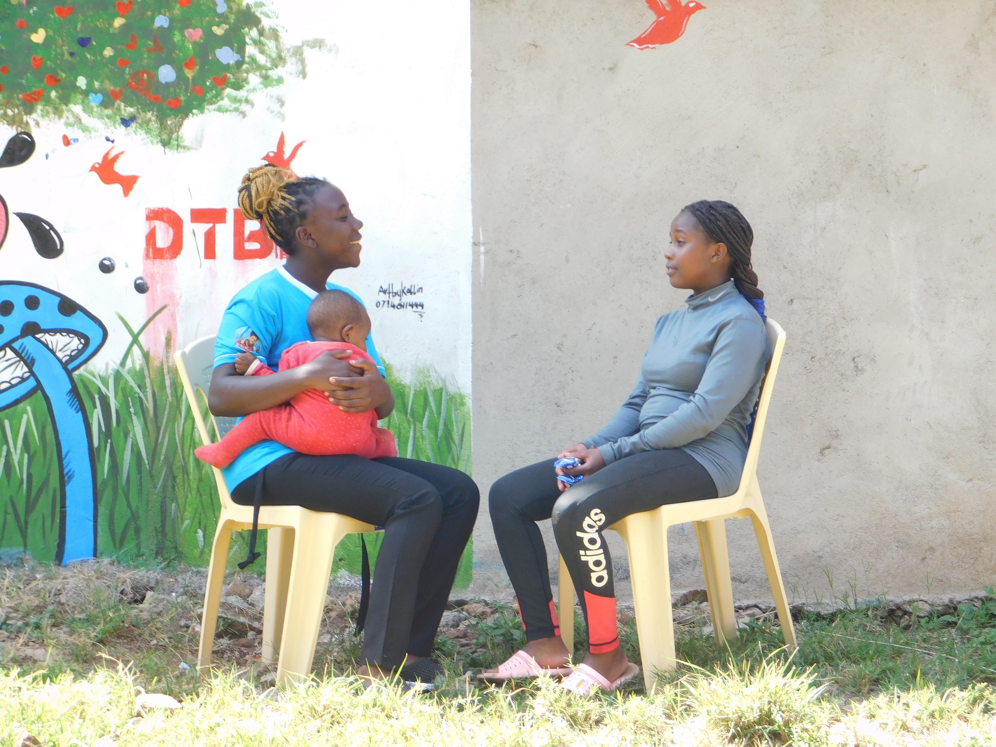 Volunteers working with children